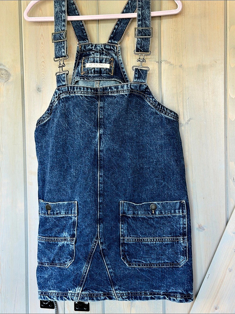 We The Free Overall Smock Mini Dress Blue Denim